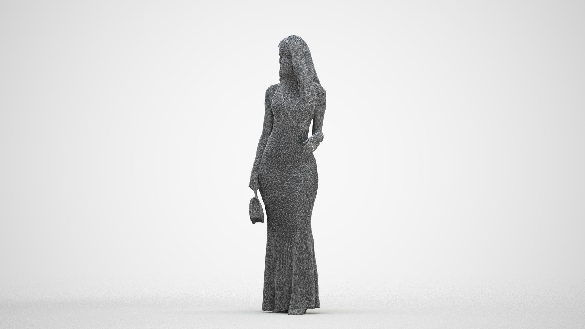 3D people model woman formal walking, scanned human for 3ds Max rendering, three-quarter front view render