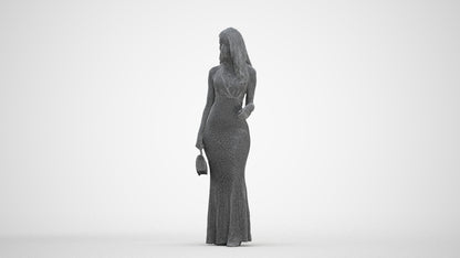 3D people model woman formal walking, scanned human for 3ds Max rendering, three-quarter front view render