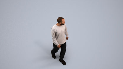 3D scanned man walking casual, photorealistic archviz people for Enscape and SketchUp, back view render
