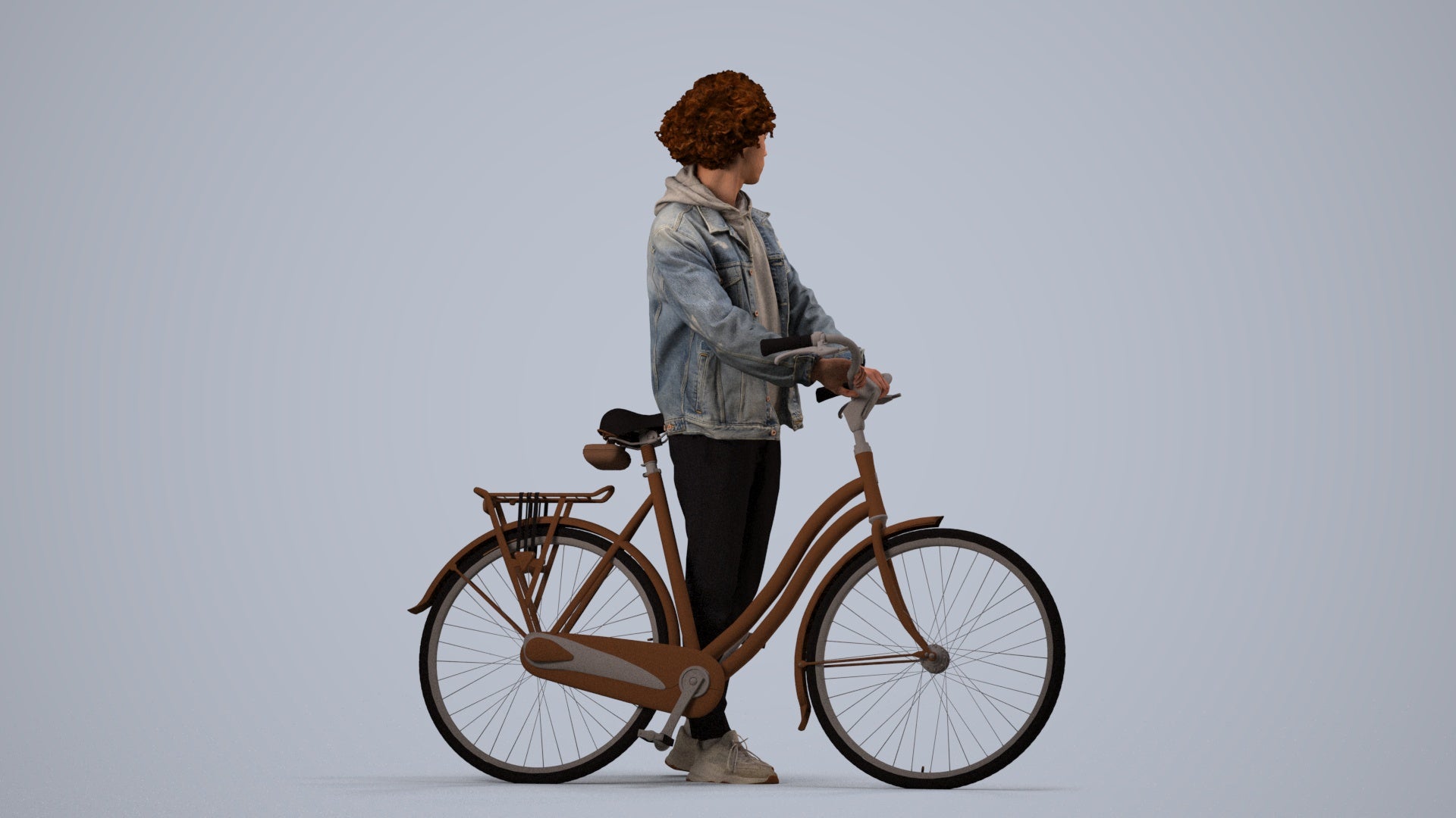 photogrammetry 3D man casual shopping, realistic human model archviz FBX, side view render