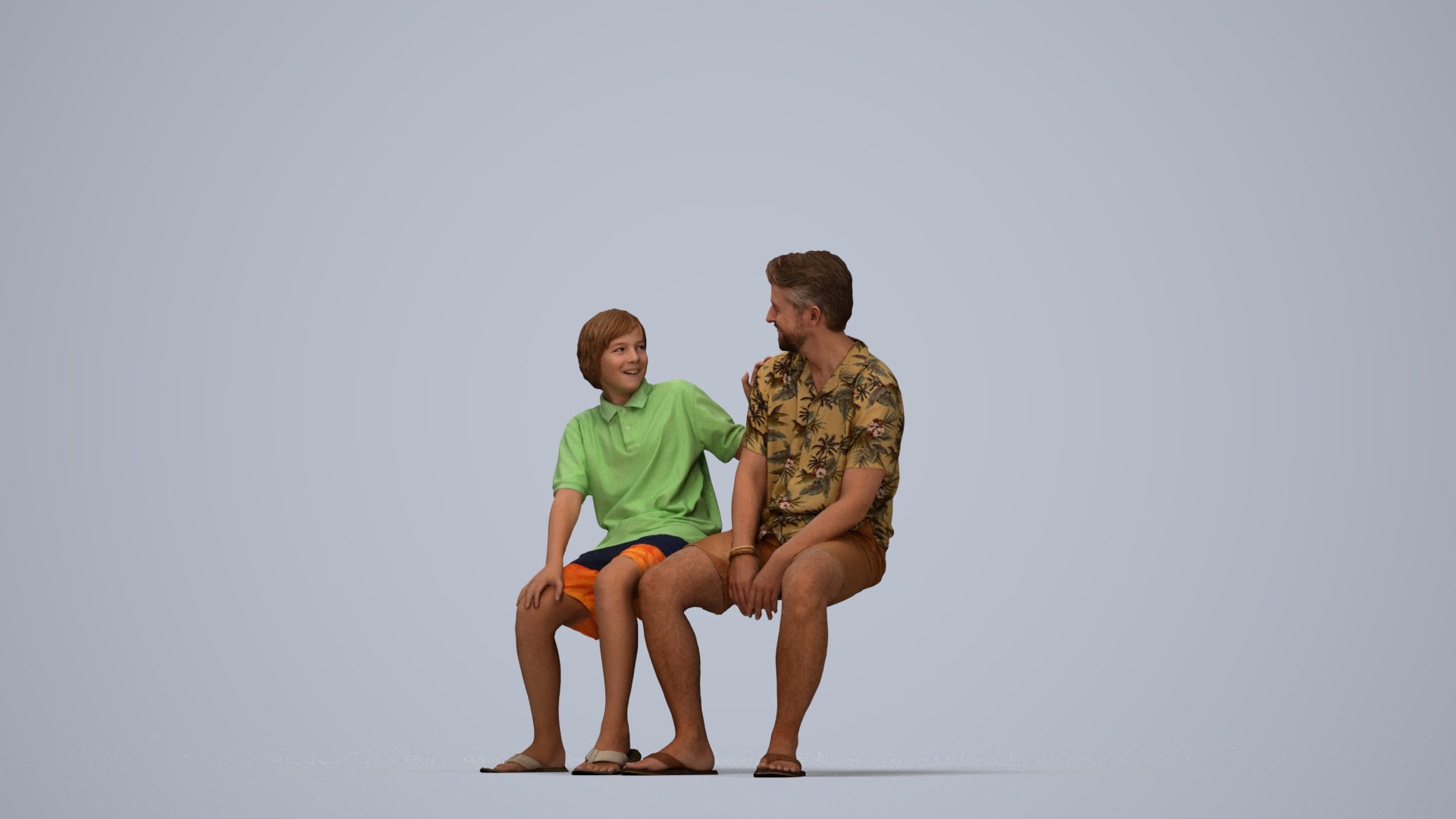 photogrammetry 3D boy kids, realistic human model archviz FBX, top-down view render