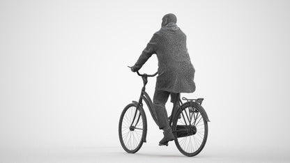 realistic 3D human senior man business cycling, archviz people FBX OBJ for Blender, wireframe front view