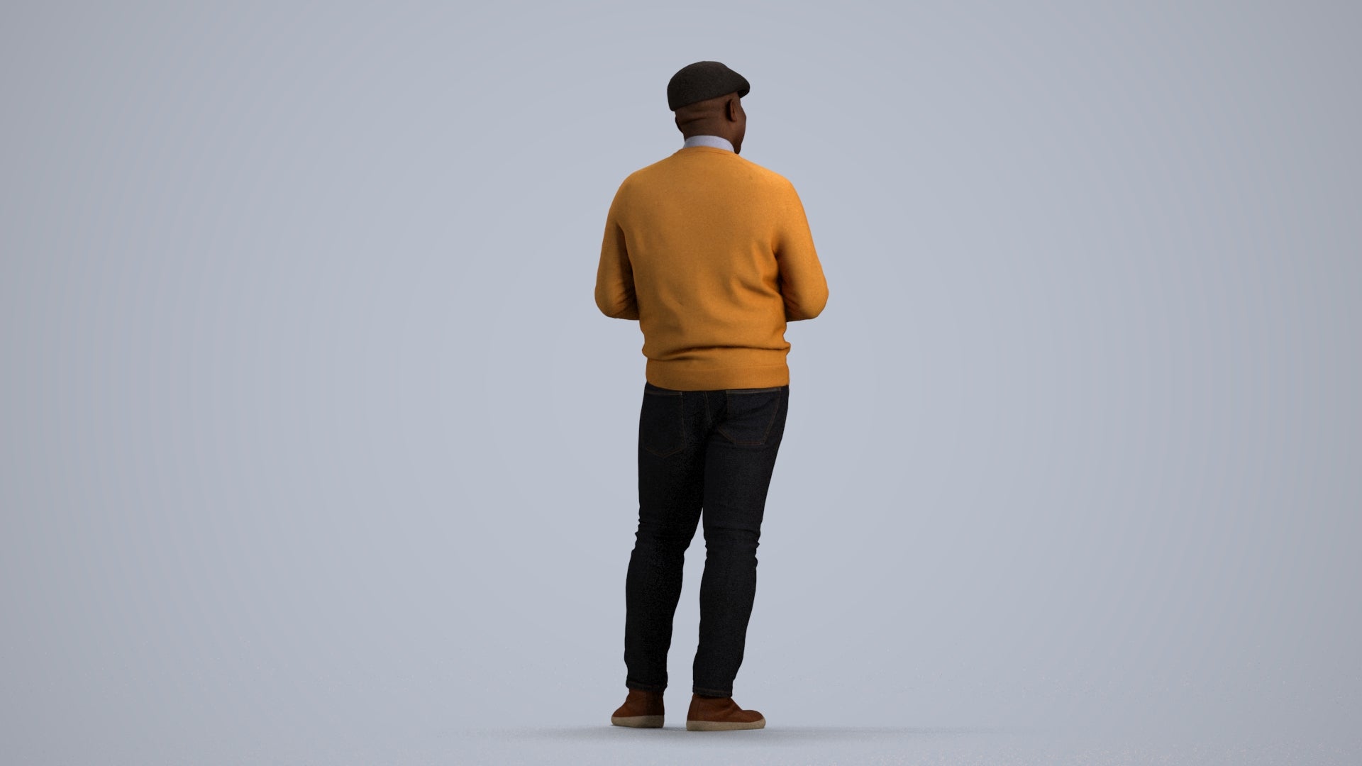realistic 3D man casual standing, scanned archviz people for Blender and 3ds Max, front view render