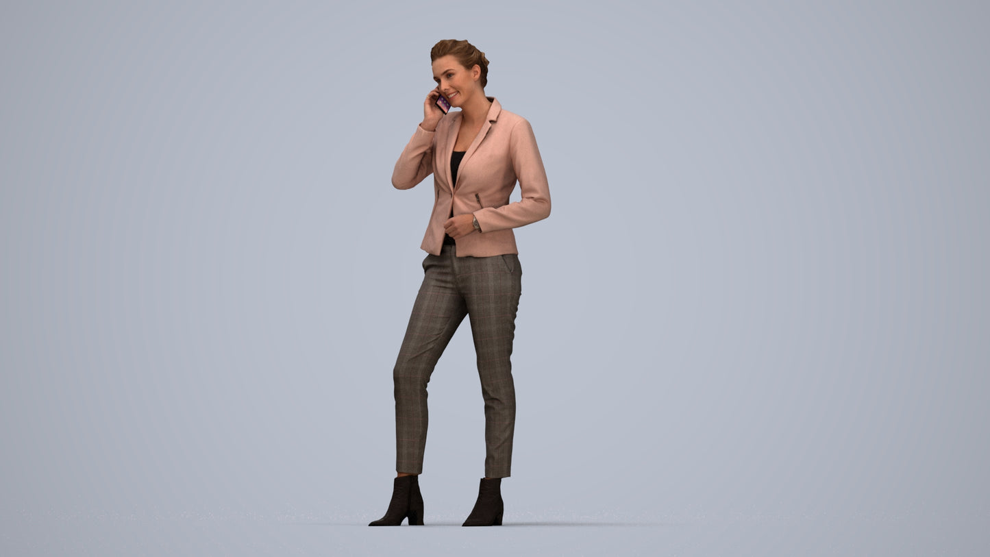 scanned 3D woman business, photogrammetry people for Enscape and V-Ray, back view render