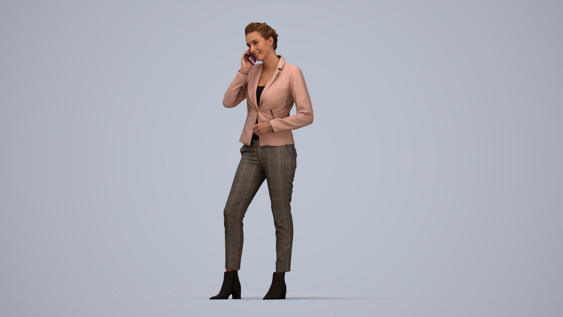 scanned 3D woman business, photogrammetry people for Enscape and V-Ray, back view render