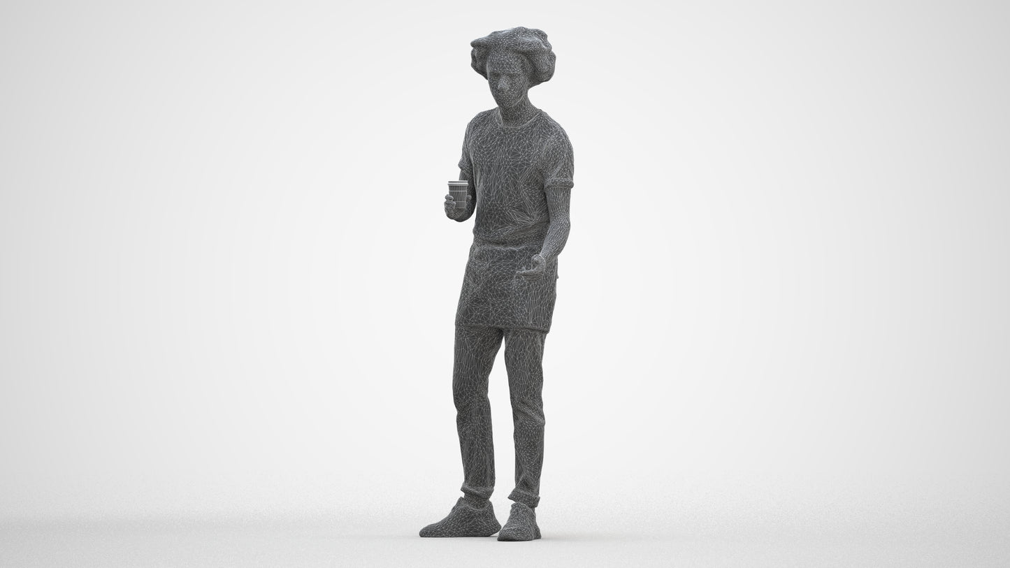 3D scanned man standing, photorealistic archviz people for Enscape and SketchUp, three-quarter front view render