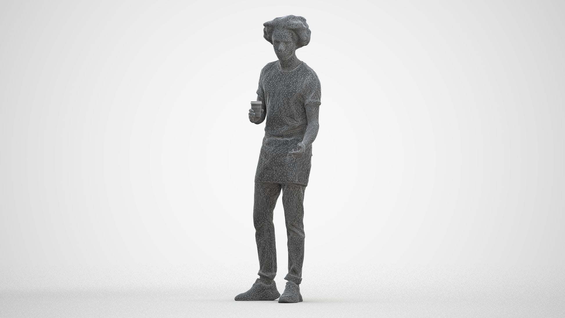 3D scanned man standing, photorealistic archviz people for Enscape and SketchUp, three-quarter front view render