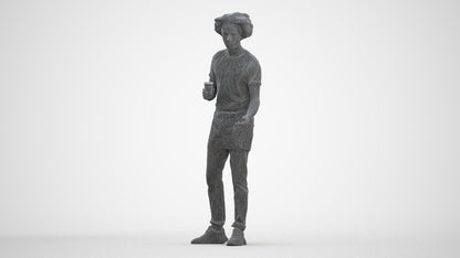3D scanned man standing, photorealistic archviz people for Enscape and SketchUp, three-quarter front view render