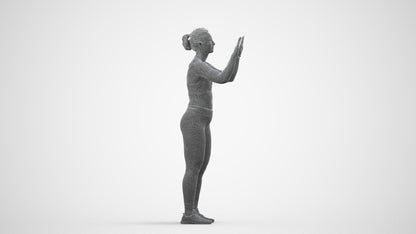 3D scanned woman sport, photorealistic archviz people for Enscape and SketchUp, wireframe side view