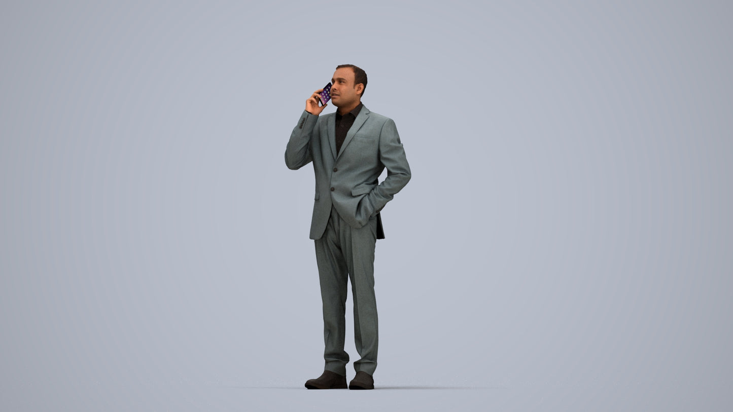 3D scanned man business, photorealistic archviz people for Enscape and SketchUp, top-down view render