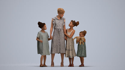 scanned 3D girl casual kids, photogrammetry people for Enscape and V-Ray, standing pose render
