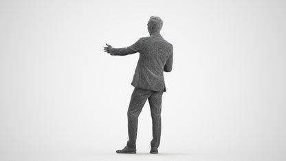 realistic 3D human man business shopping, archviz people FBX OBJ for Blender, wireframe front view