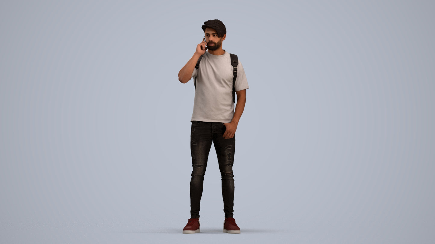 3D scanned man standing casual, photorealistic archviz people for Enscape and SketchUp, standing pose render