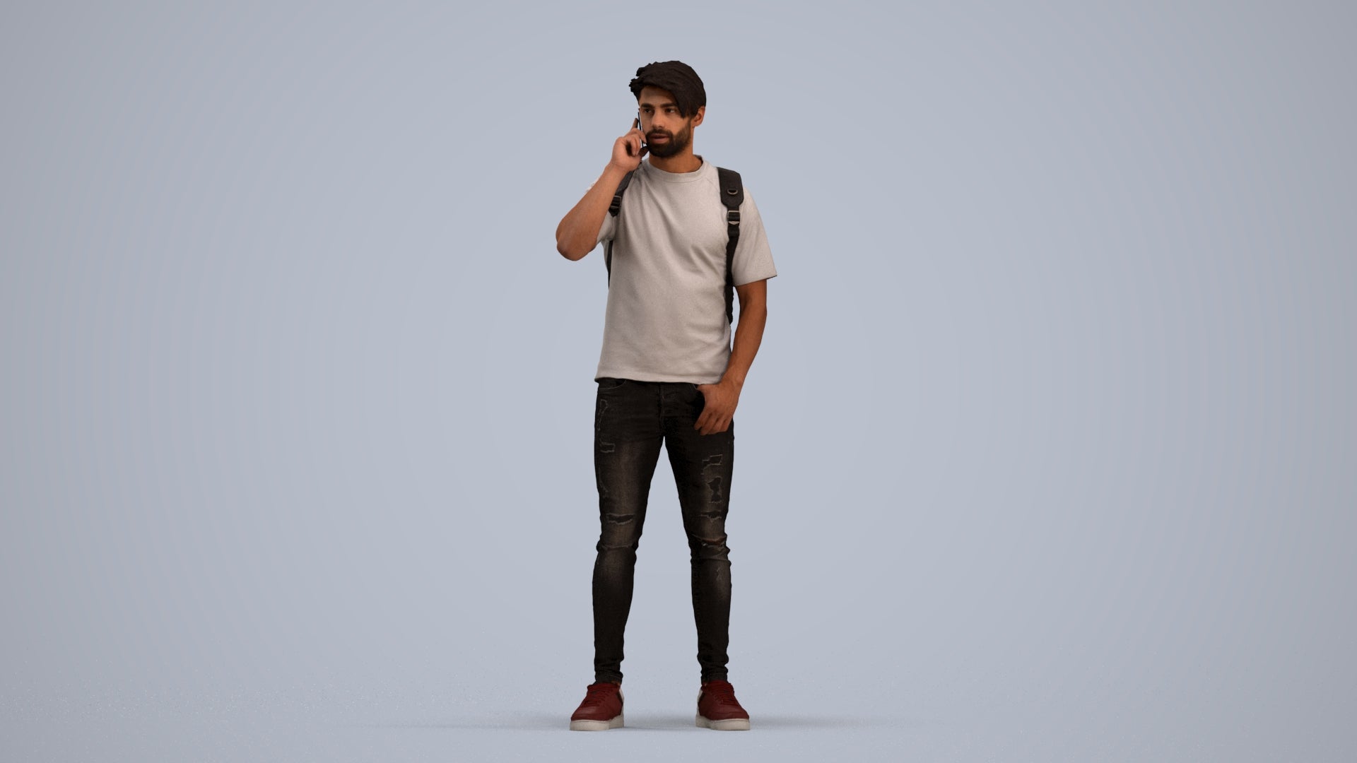 3D scanned man standing casual, photorealistic archviz people for Enscape and SketchUp, standing pose render