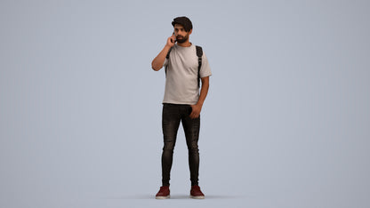 3D scanned man standing casual, photorealistic archviz people for Enscape and SketchUp, standing pose render