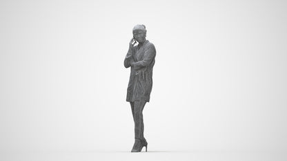 realistic 3D people woman business standing, render-ready for V-Ray and Corona, FBX OBJ, wireframe back view