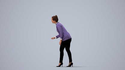 3D people model woman business standing, scanned human for 3ds Max rendering, three-quarter view render