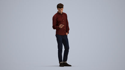 realistic 3D people man casual standing, render-ready for V-Ray and Corona, FBX OBJ, standing pose render