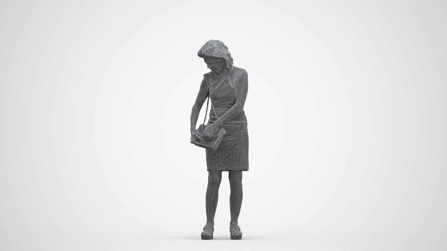 photogrammetry 3D woman business standing, realistic human model archviz FBX, three-quarter front view render