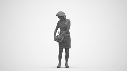 photogrammetry 3D woman business standing, realistic human model archviz FBX, three-quarter front view render