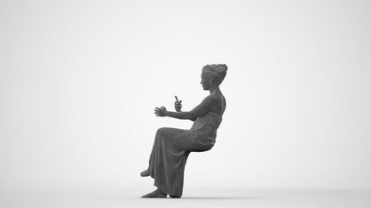 realistic 3D human woman casual sitting, archviz people FBX OBJ for Blender, square thumbnail