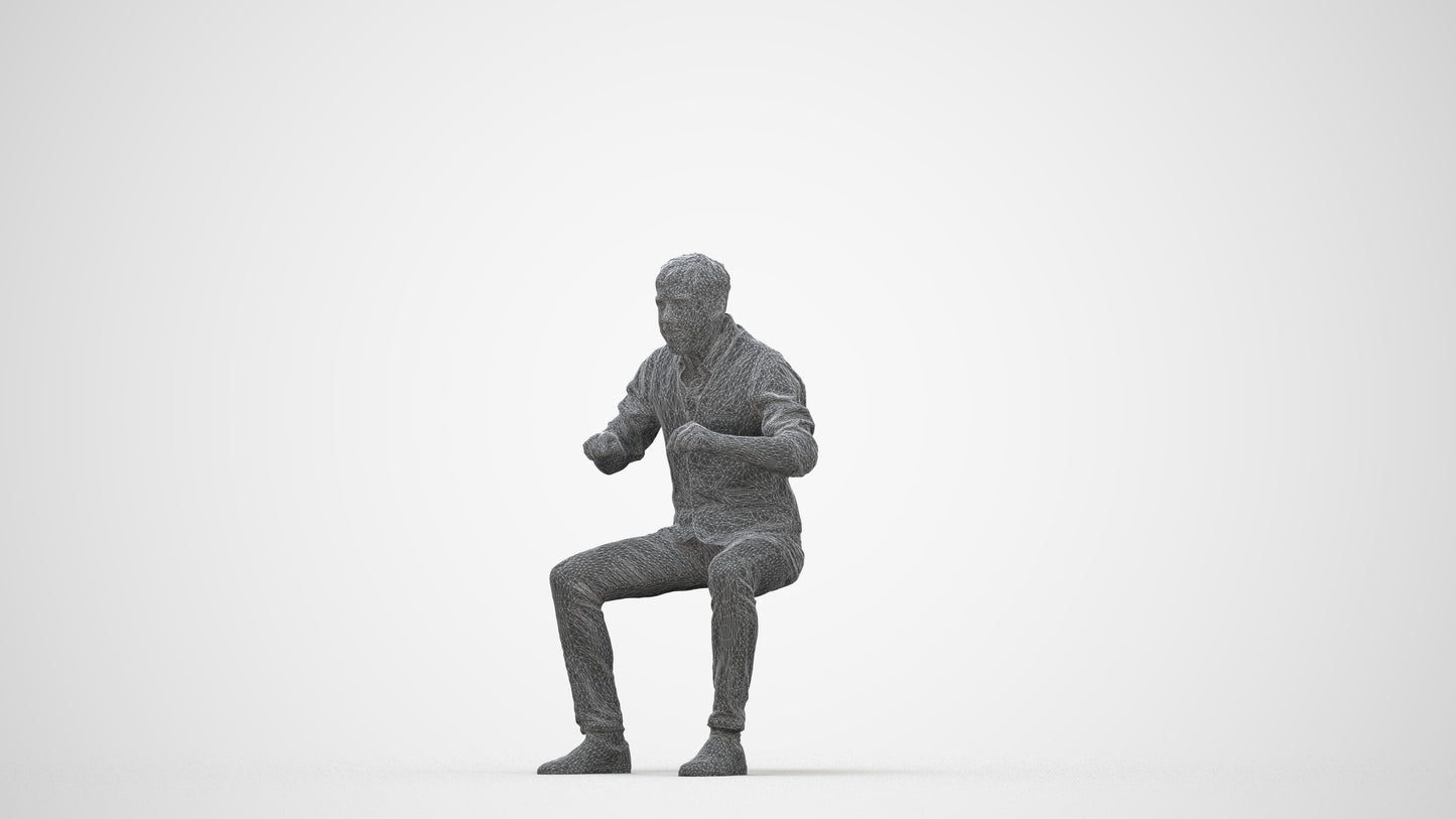 photogrammetry 3D man casual business, realistic human model archviz FBX, wireframe back view