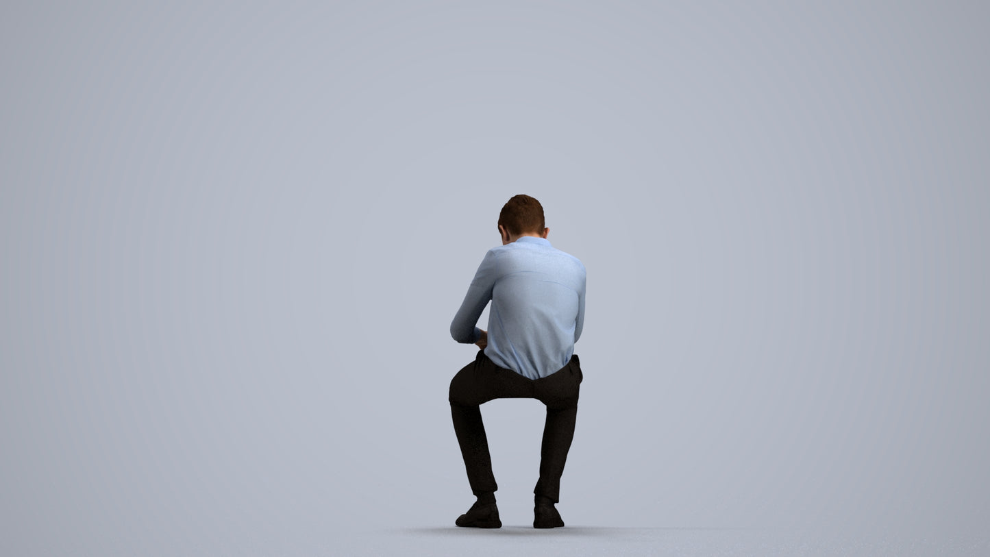 3D scanned boy kids business, photorealistic archviz people for Enscape and SketchUp, front view render
