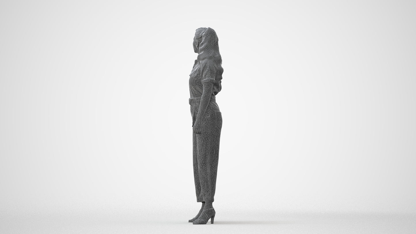 3D people model woman casual standing, scanned human for 3ds Max rendering, square thumbnail