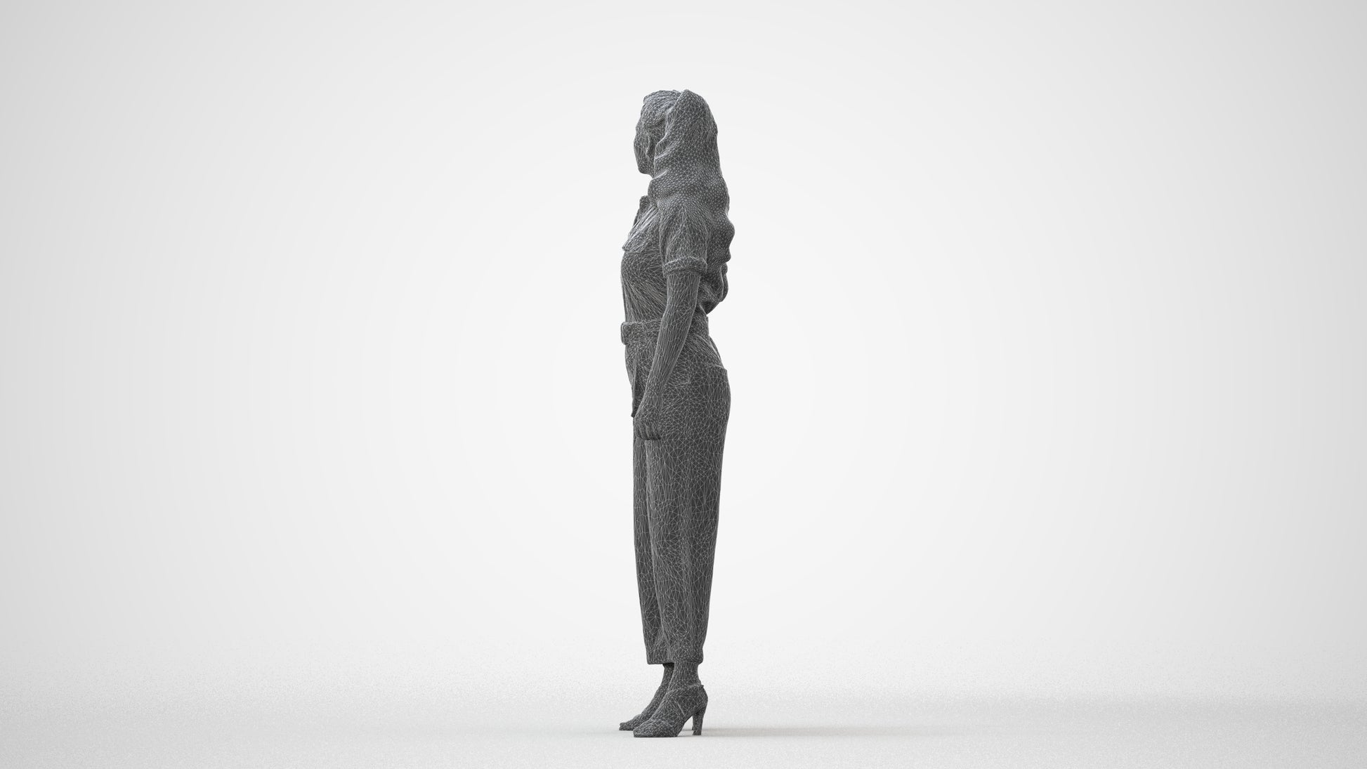 3D people model woman casual standing, scanned human for 3ds Max rendering, square thumbnail