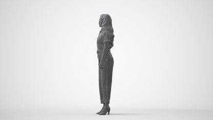 3D people model woman casual standing, scanned human for 3ds Max rendering, square thumbnail