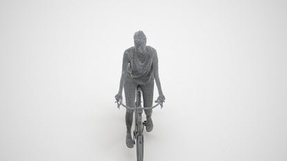 3D people model woman casual cycling, scanned human for 3ds Max rendering, wireframe three-quarter view