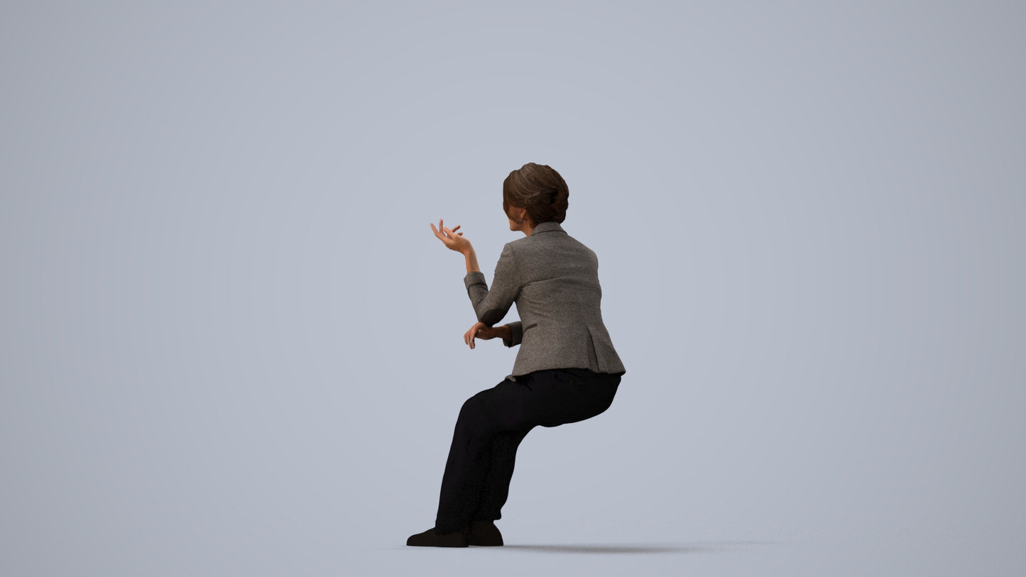 3D scanned woman business, photorealistic archviz people for Enscape and SketchUp, three-quarter view render