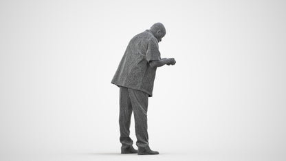3D people model man hospitality, scanned human for 3ds Max rendering, wireframe side view