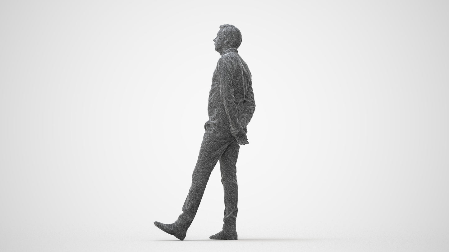 photogrammetry 3D man business standing, realistic human model archviz FBX, square thumbnail