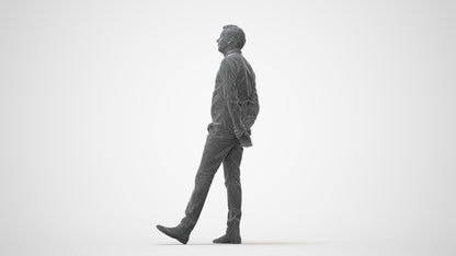 photogrammetry 3D man business standing, realistic human model archviz FBX, square thumbnail