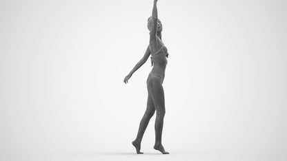 3D people model woman sport pool, scanned human for 3ds Max rendering, wireframe side view