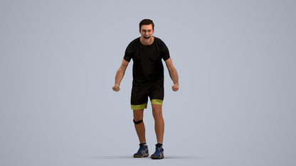 3D human model man sport, photogrammetry scanned person for archviz, standing pose render