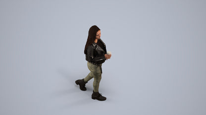 realistic 3D people woman casual walking, render-ready for V-Ray and Corona, FBX OBJ, back view render