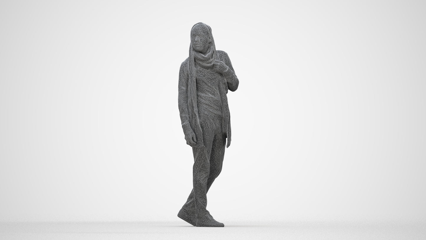 realistic 3D man casual walking, scanned archviz people for Blender and 3ds Max, wireframe back view