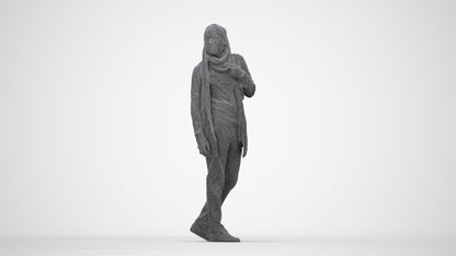 realistic 3D man casual walking, scanned archviz people for Blender and 3ds Max, wireframe back view