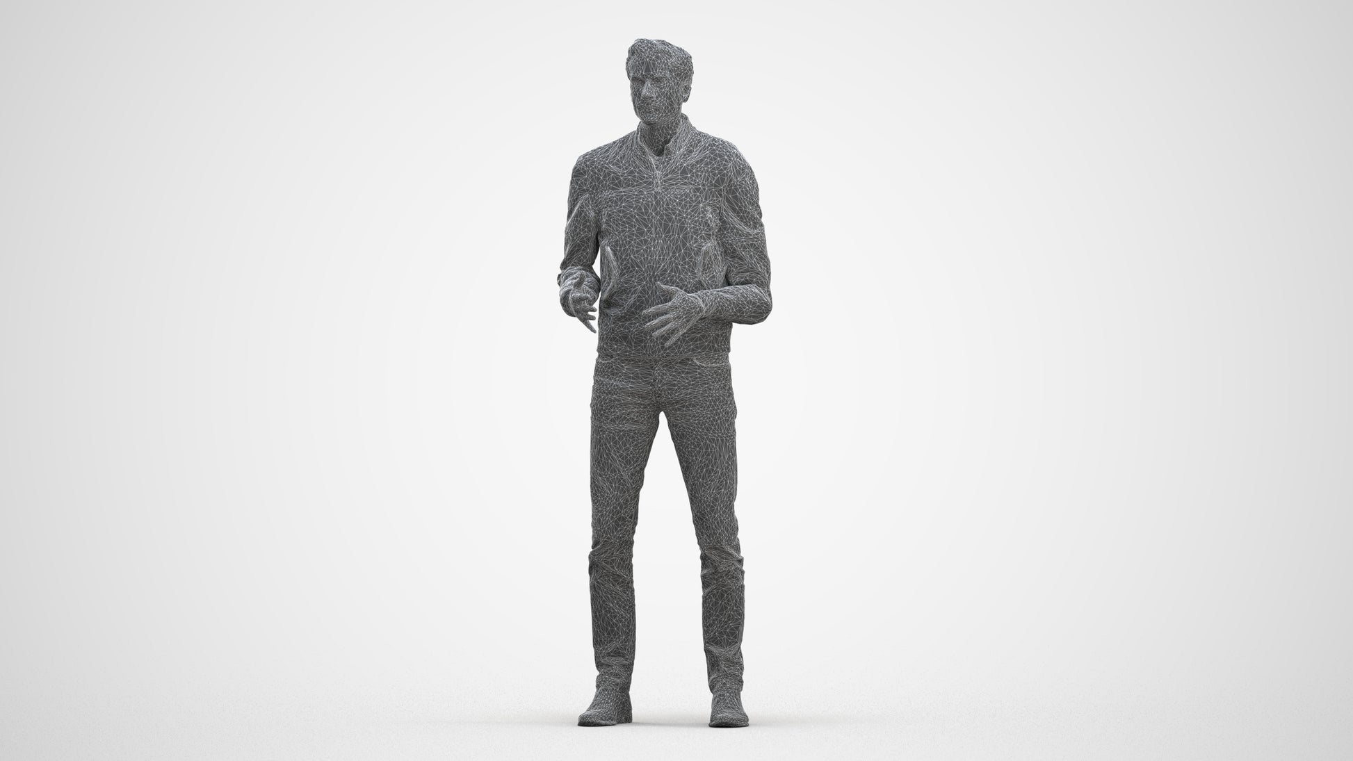realistic 3D man casual business, scanned archviz people for Blender and 3ds Max, three-quarter front view render