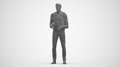 realistic 3D man casual business, scanned archviz people for Blender and 3ds Max, three-quarter front view render