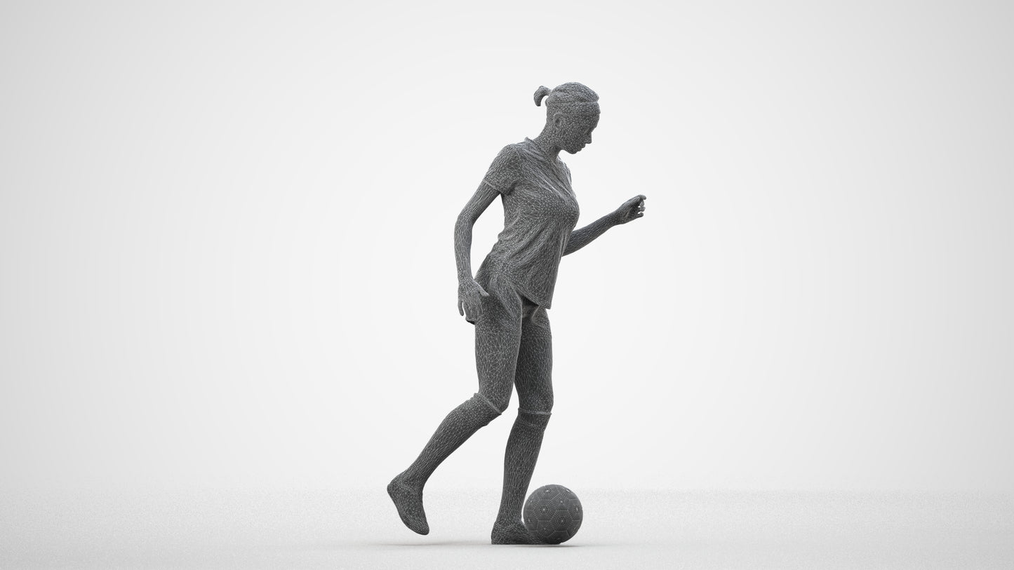 realistic 3D woman sport, scanned archviz people for Blender and 3ds Max, wireframe side view