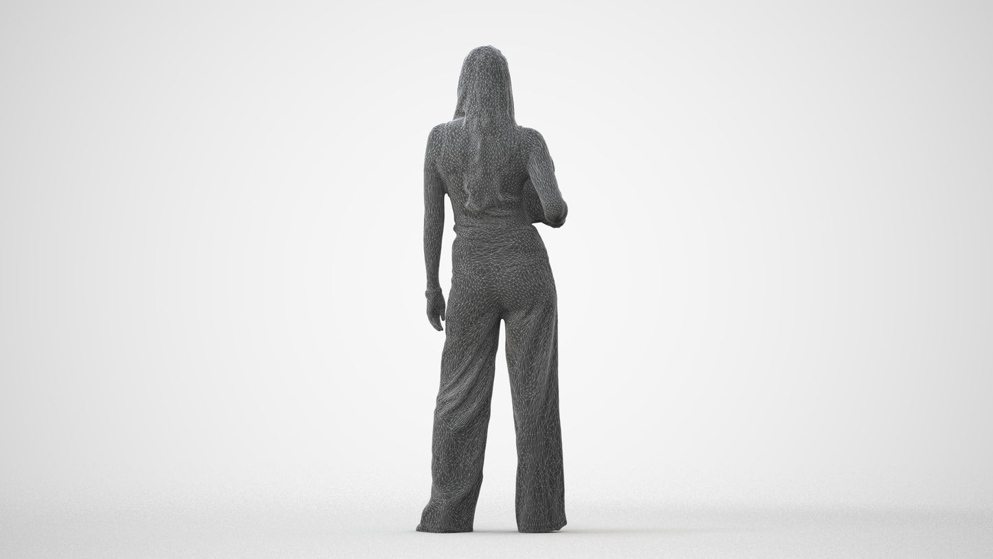 realistic 3D woman casual standing, scanned archviz people for Blender and 3ds Max, square thumbnail