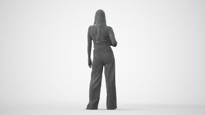realistic 3D woman casual standing, scanned archviz people for Blender and 3ds Max, square thumbnail