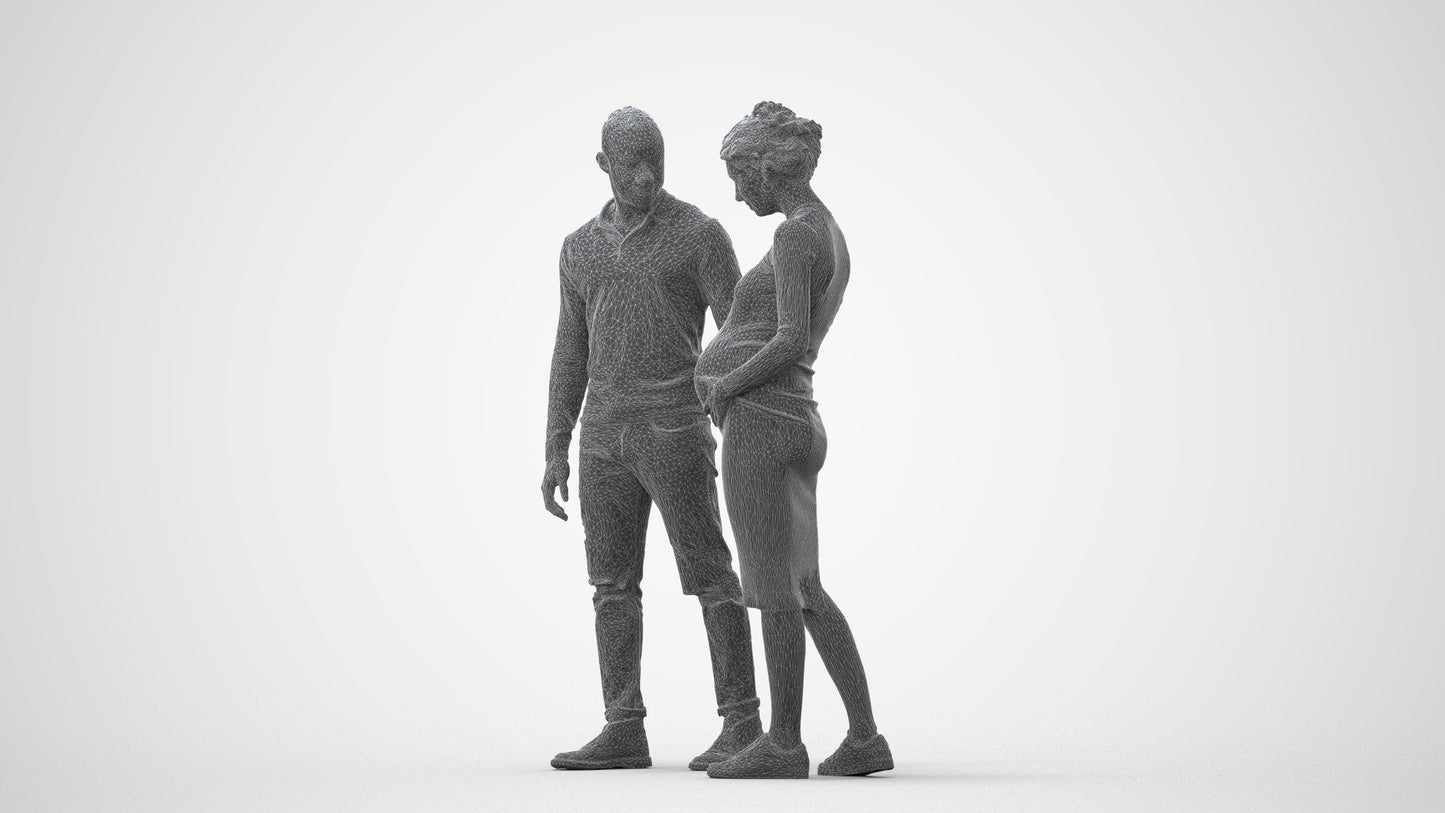 scanned 3D woman casual couple, photogrammetry people for Enscape and V-Ray, square thumbnail