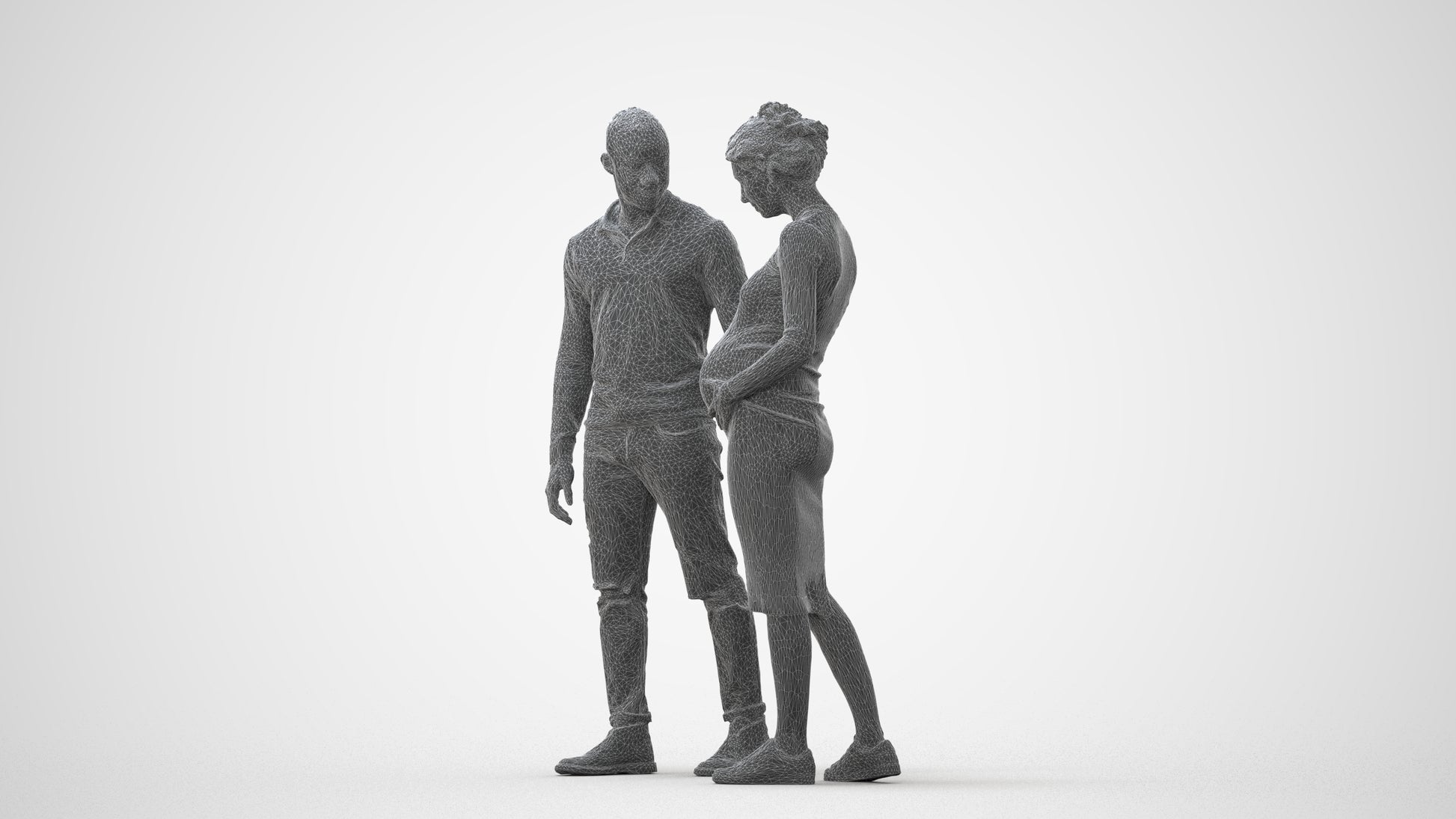 scanned 3D woman casual couple, photogrammetry people for Enscape and V-Ray, square thumbnail