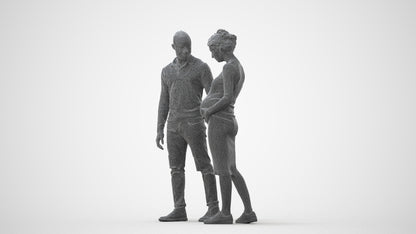 scanned 3D woman casual couple, photogrammetry people for Enscape and V-Ray, square thumbnail