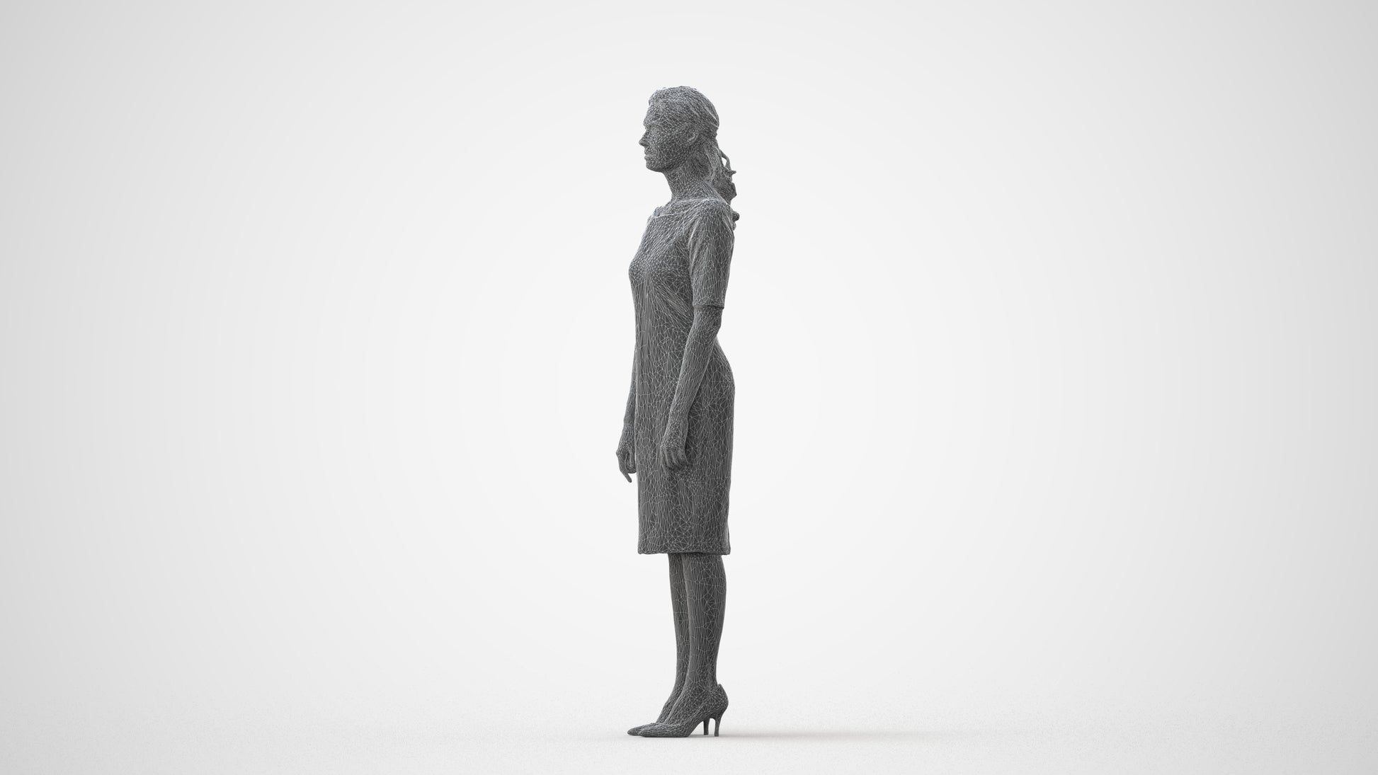 photogrammetry 3D woman casual standing, realistic human model archviz FBX, square thumbnail