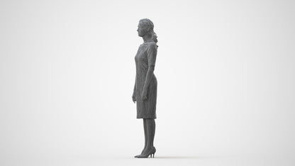 photogrammetry 3D woman casual standing, realistic human model archviz FBX, square thumbnail